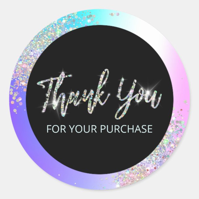 Thank You For Your Purchase Glitter Confetti Classic Round Sticker (Front)