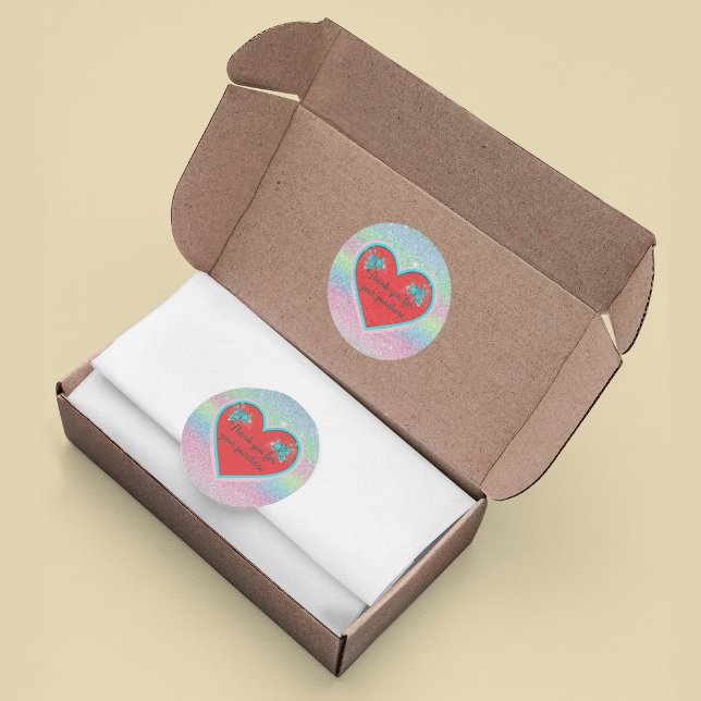 Thank you for your purchase heart flowers pastel classic round sticker (Creator Uploaded)
