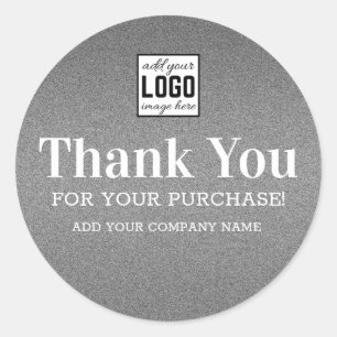 Thank You For Your Purchase Logo Silver Glitter Classic Round Sticker