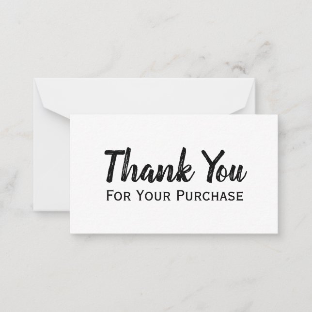 Thank You For Your Purchase Modern Minimal Script Card (Front)