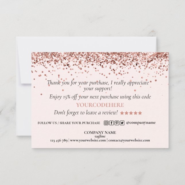thank you for your purchase modern script heart card (Back)