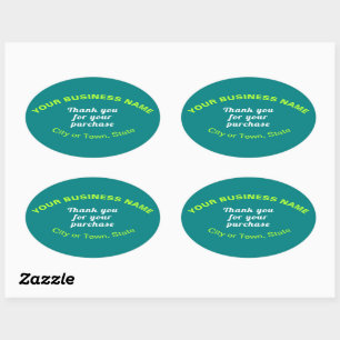 Thank You For Your Purchase on Teal Green Oval Sticker