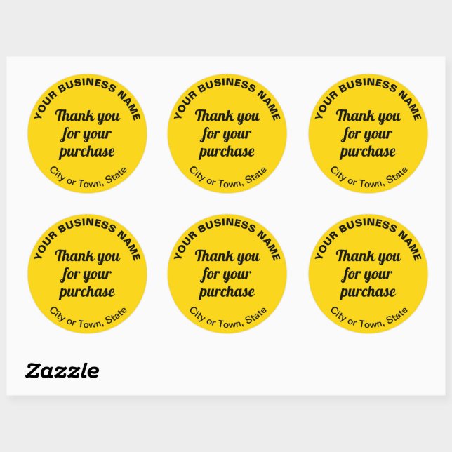 Thank You For Your Purchase on Yellow Classic Round Sticker (Sheet)