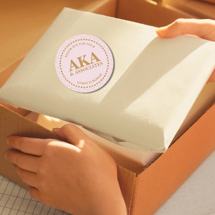 Thank You for Your Purchase Pink Gold Monogram  Classic Round Sticker