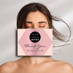 Thank You For Your Purchase Pink Rose Gold Logo Postcard