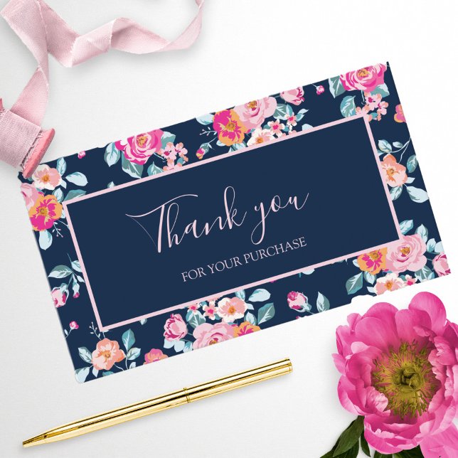 Thank You For Your Purchase Pink Roses Floral Business Card (Creator Uploaded)