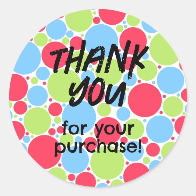 Thank You for Your Purchase Sticker Polka Dots (Front)