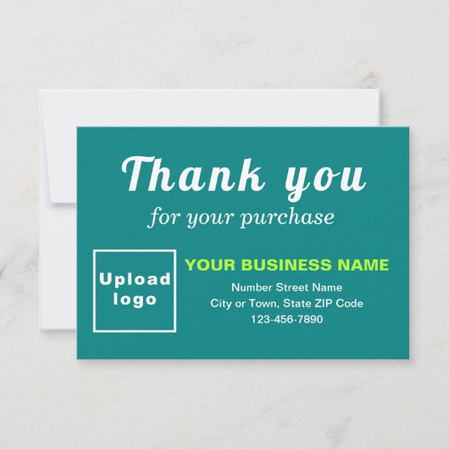 Thank You For Your Purchase Teal Flat Card (Front)