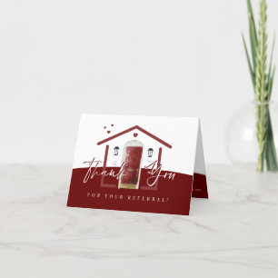 Thank You For Your Referral Red Watercolor Door Card