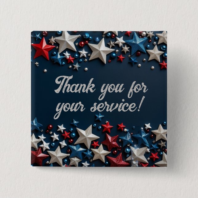 Thank you for your service 15 cm square badge (Front)
