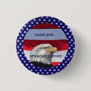 THANK YOU FOR YOUR SERVICE 3 CM ROUND BADGE