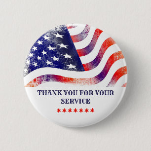 Thank You For Your Service American Flag 6 Cm Round Badge