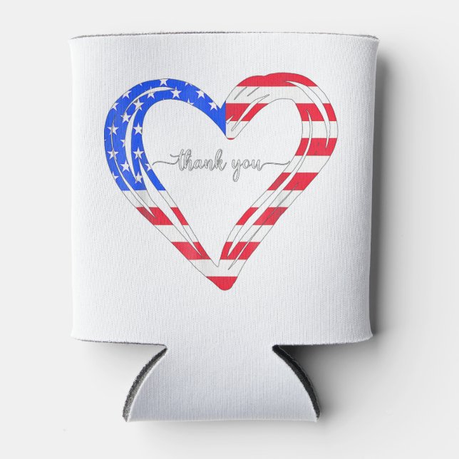 Thank You for your Service American Flag Can Cooler (Front)