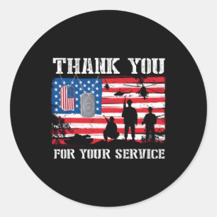 Thank You For Your Service American Flag Veterans  Classic Round Sticker