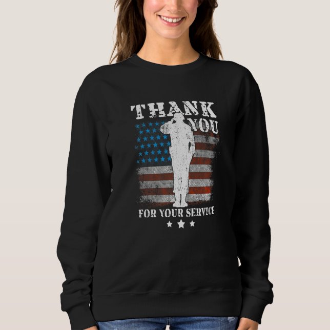 Thank You For Your Service American Flag Veterans  Sweatshirt (Front)