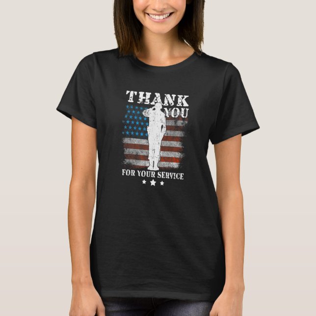 Thank You For Your Service American Flag Veterans  T-Shirt (Front)