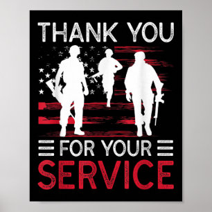 Thank You For Your Service Memorial Day  Poster