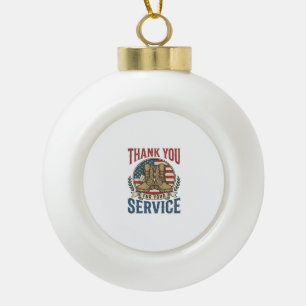 Thank You for Your Service Military Boots Shirt De Ceramic Ball Christmas Ornament
