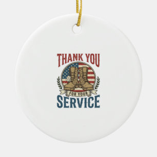 Thank You for Your Service Military Boots Shirt De Ceramic Ornament