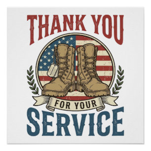 Thank You for Your Service Military Boots Shirt De Poster