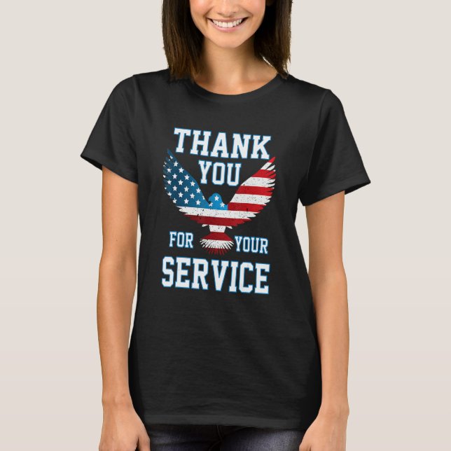Thank You for your Service Patriotic Eagle Veteran T-Shirt (Front)