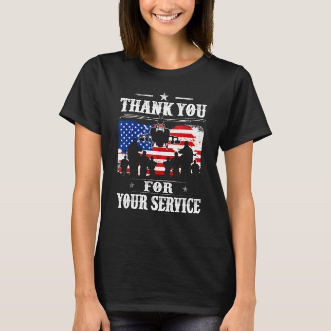 Thank You For Your Service Patriotic Veterans Day T-Shirt (Front)