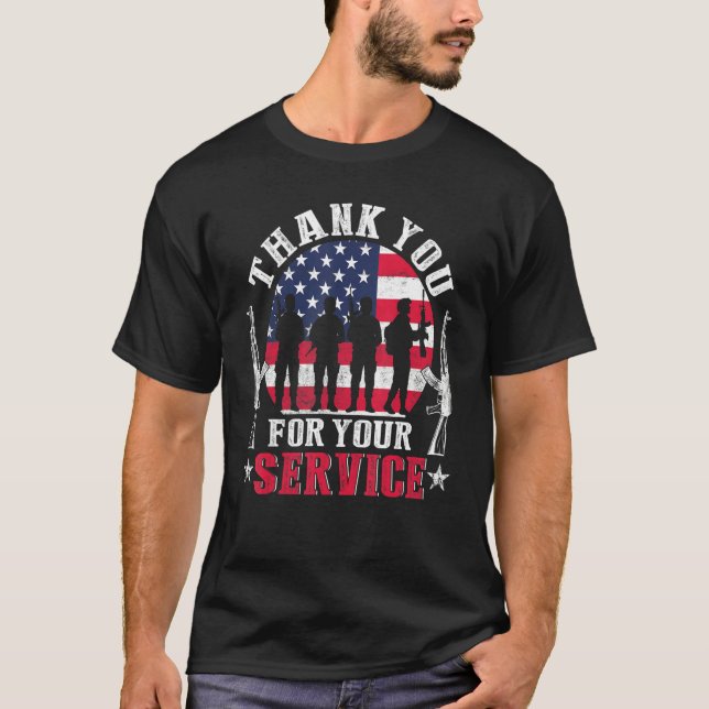 Thank You For Your Service Patriotic Veterans Day T-Shirt (Front)