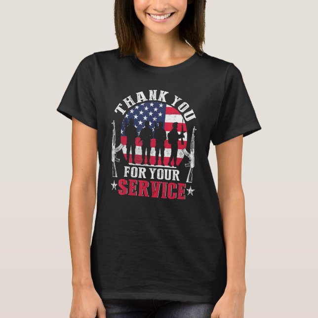 Thank You For Your Service Patriotic Veterans Day T-Shirt (Front)