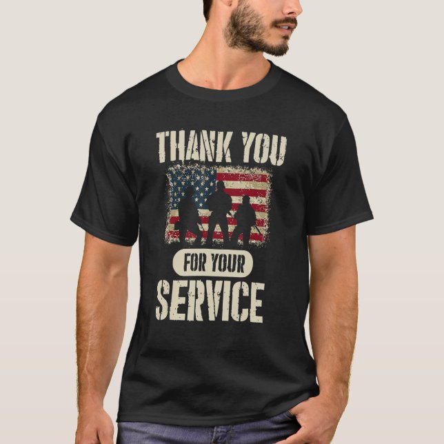 Thank You For Your Service Patriotic Veterans Day  T-Shirt (Front)