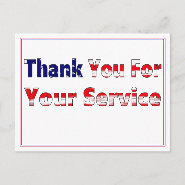 Thank You For Your Service  Postcard (Front)