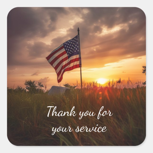 Thank you for your service square sticker (Front)