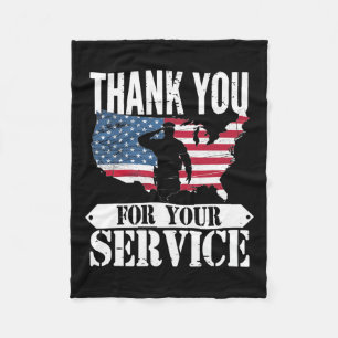 Thank You For Your Service Veteran Patriot Militar Fleece Blanket