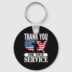 Thank You For Your Service Veteran Patriot Militar Key Ring