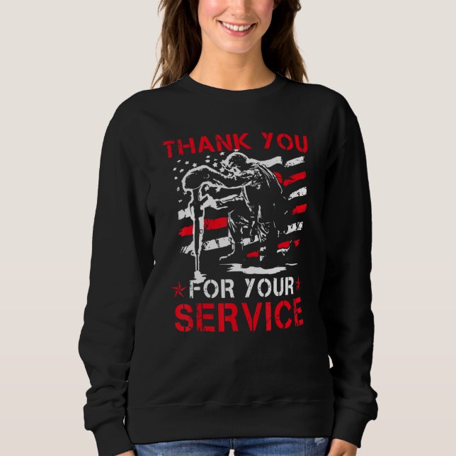 Thank You For Your Service Veteran US Flag Veteran Sweatshirt (Front)