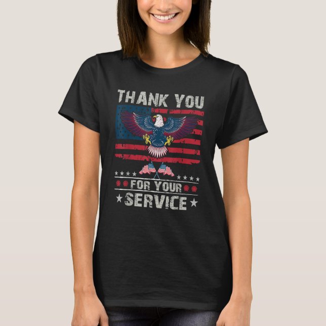 Thank You For Your Service Veteran US Flag Veteran T-Shirt (Front)