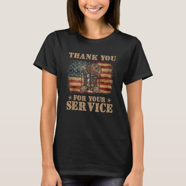 Thank You For Your Service Veteran US Flag Veteran T-Shirt (Front)