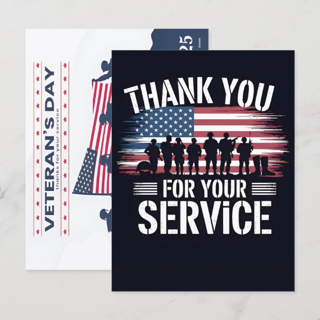 Thank You for Your Service: Veterans Day 2025  Hol Holiday Postcard (Front/Back)