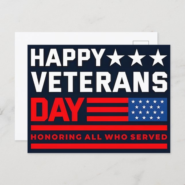 Thank You for Your Service: Veterans Day 2025  Holiday Postcard (Front/Back)