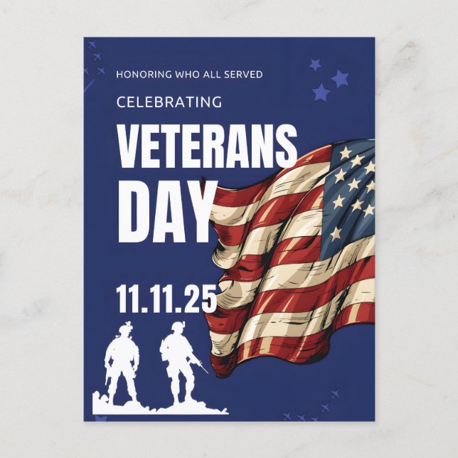 Thank You for Your Service: Veterans Day 2025  Holiday Postcard (Front)