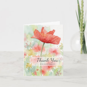 Thank You for Your Service Veterans Day Poppy Card