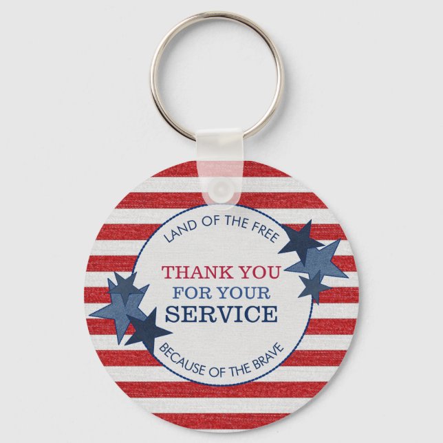 Thank You for Your Service Veterans Rustic Denim Key Ring (Front)