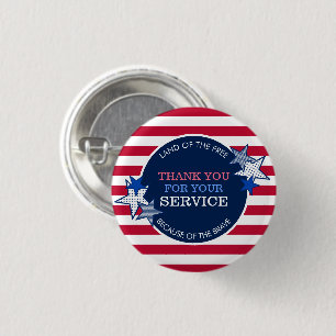 Thank You for Your Service Veterans Stars Stripes  3 Cm Round Badge
