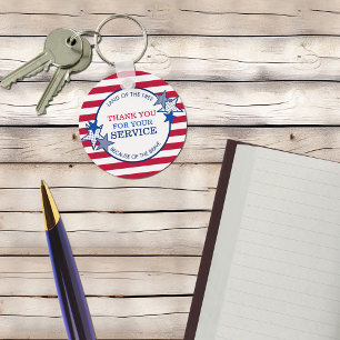 Thank You for Your Service Veterans Stars Stripes Key Ring