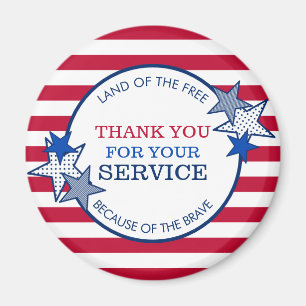 Thank You for Your Service Veterans Stars Stripes Magnet