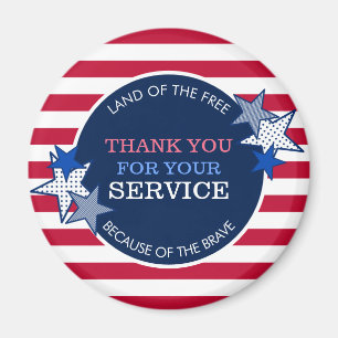 Thank You for Your Service Veterans Stars Stripes  Magnet