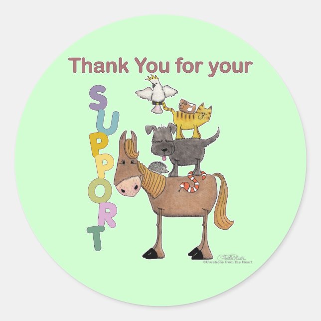 Thank you for your Support Classic Round Sticker (Front)