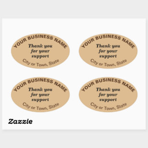 Thank You For Your Support on Light Brown Oval Sticker