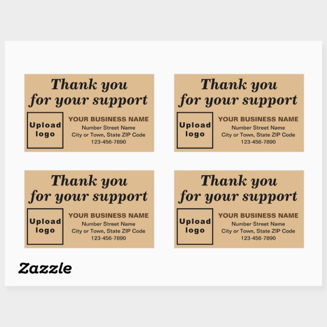 Thank You For Your Support on Light Brown Rectangular Sticker (Sheet)
