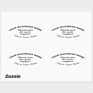 Thank You For Your Support on White Oval Sticker