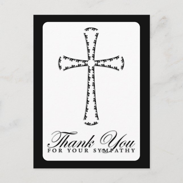 thank you for your sympathy (elegant cross) postcard (Front)